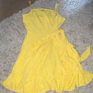 Yellow wrap around dress